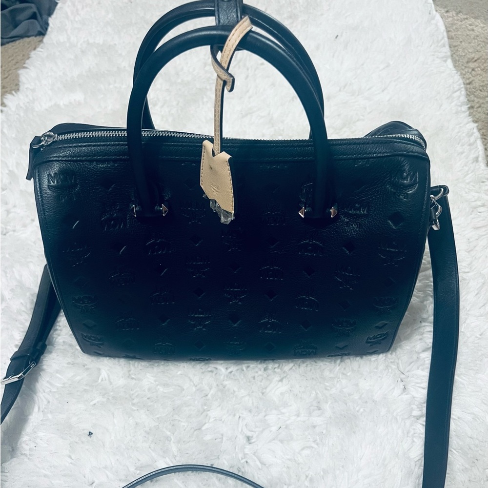 MCM black leather handbag